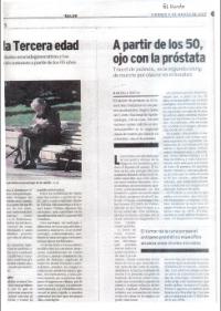 Articolo El Mundo 9 / 3 / 2012 A partir de los 50, ojo con la prostata